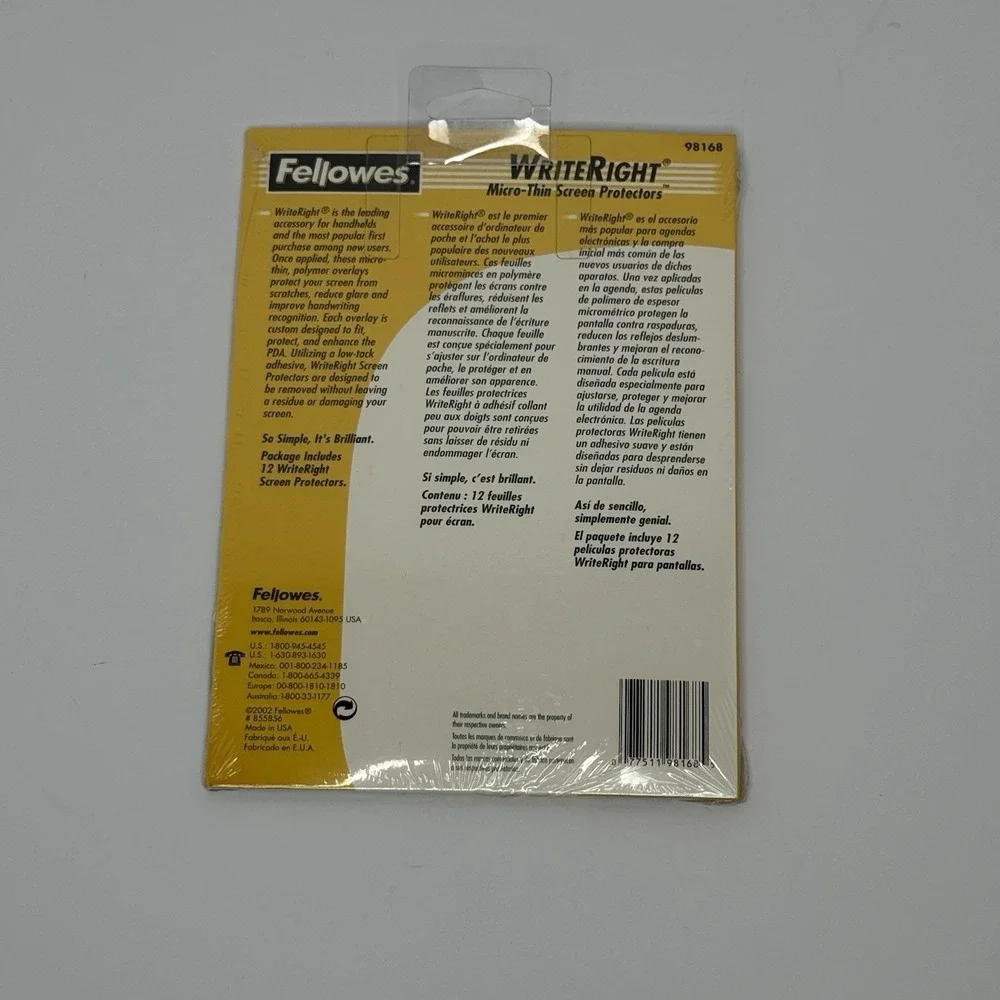 Fellowes WriteRight Micro-Thin Screen Protectors for Palm M130 98168 New Sealed